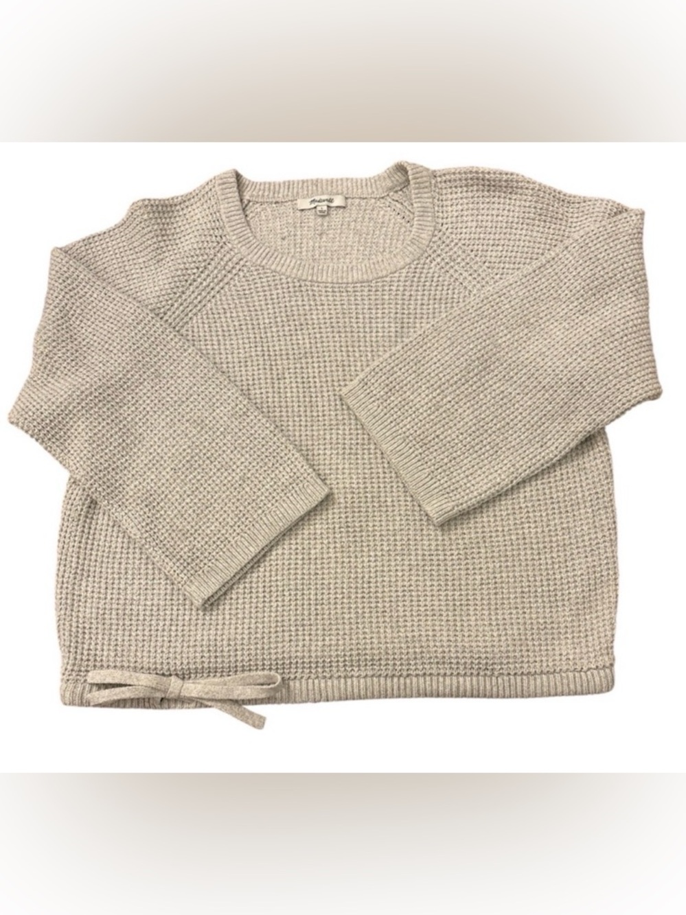 Madewell Waffle Knit Raglan Sweater with tie